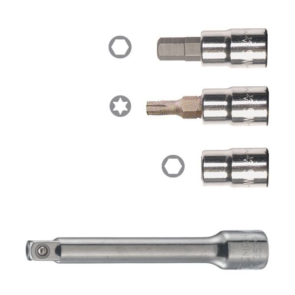 Kit de vaso y extensión para llave dinamométrica de 1/4