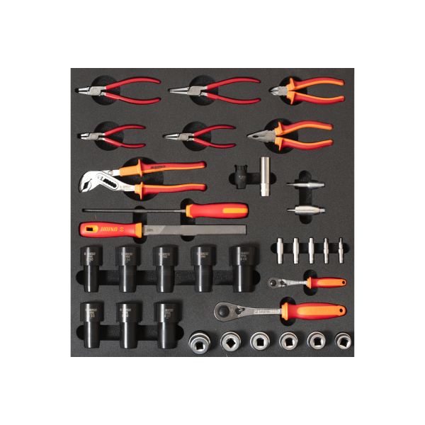 [567008776] Juego de herramientas para bicicleta SET3-2600D en bandeja de herramientas SOS para cajones anchos - Herramientas especializadas para el mantenimiento de la suspensión.