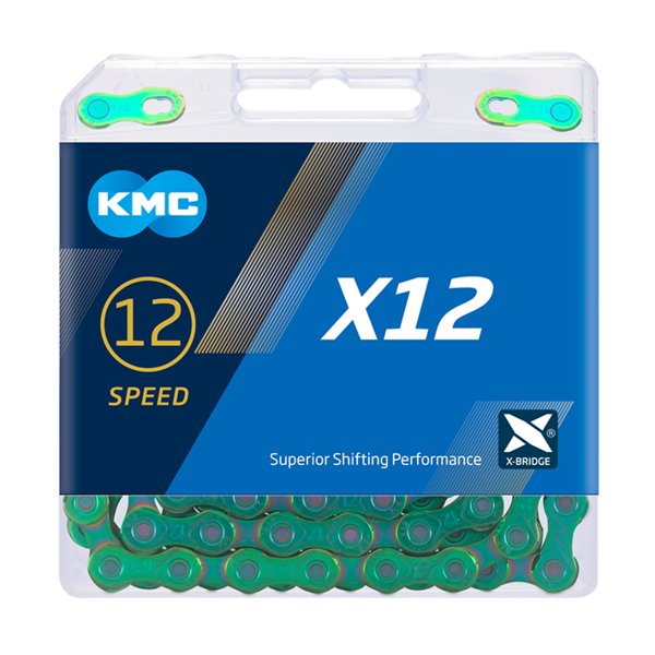 CADENA KMC X12 AURORA VERDE 126P 12V
