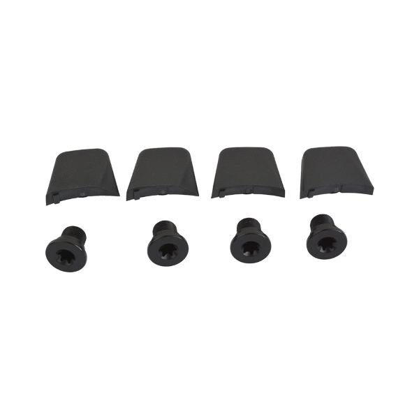 [421579414] Kit de tornillos para plato de aluminio + cubiertas de tornillos M8X6.5X3.4 ROJO AXS / FORCE AXS 1x 12s BCD 107 mm, negro (4 uds)